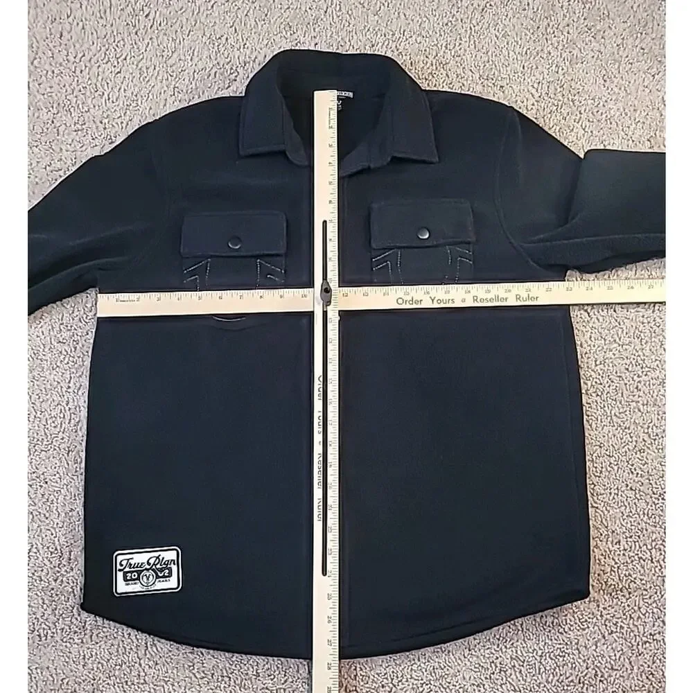 True Religion Black Lurex Polar Fleece Shacket Jacket Men M